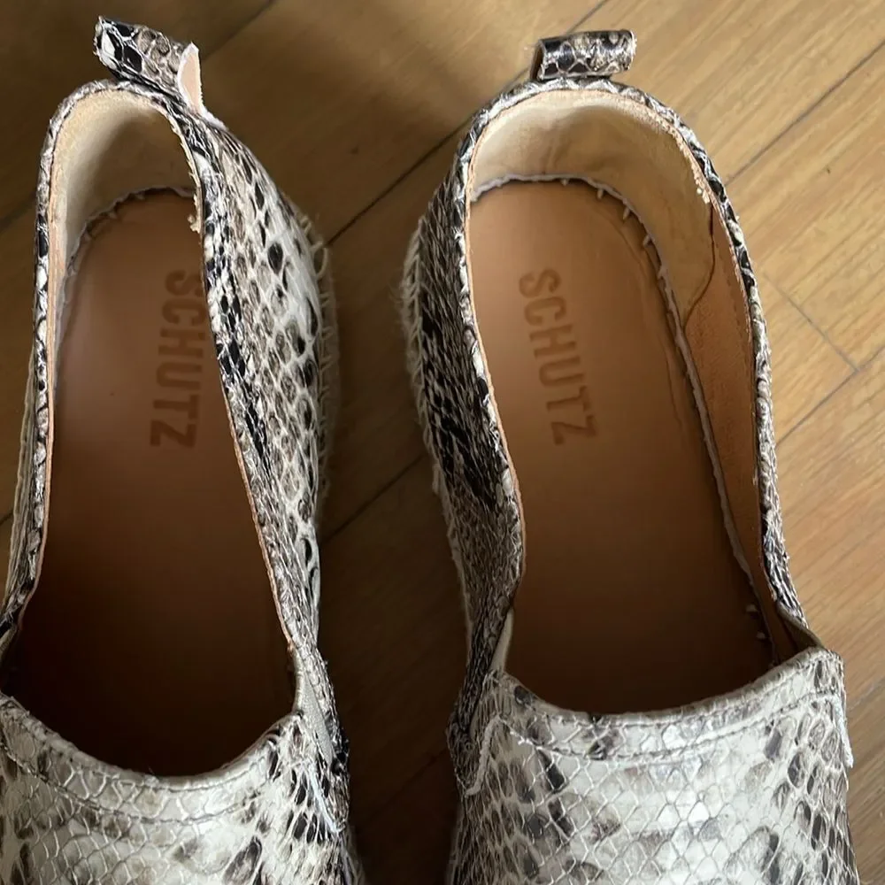 Schutz Fadia Snake Print Platform Espadrille Size 9